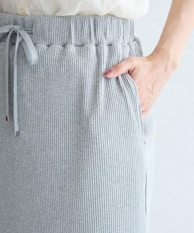 Green Parks 楽ちんＩラインリブスカート Gray Mixture