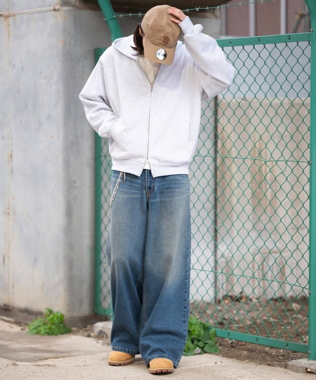 WEGO 【ユニセックス着用ITEM/SMLサイズ展開】ボンディングZIPパーカー アッシュグレー