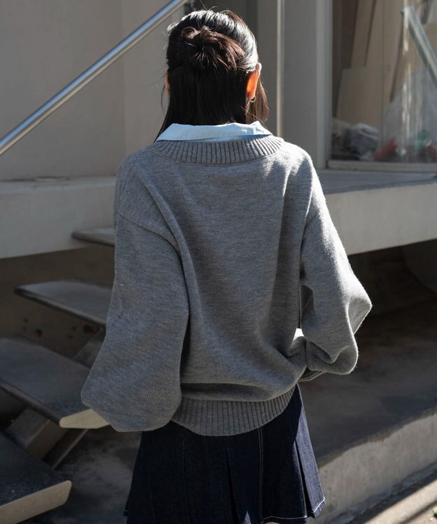 WEGO シャツドッキングニットプルオーバー 杢グレー