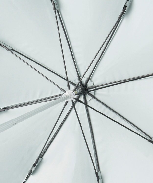 MOONBAT ランバン オン ブルー 晴雨兼用日傘 長傘 ビジュー付きオーガンジーフリル 遮光 遮熱 UV オリーブグレー