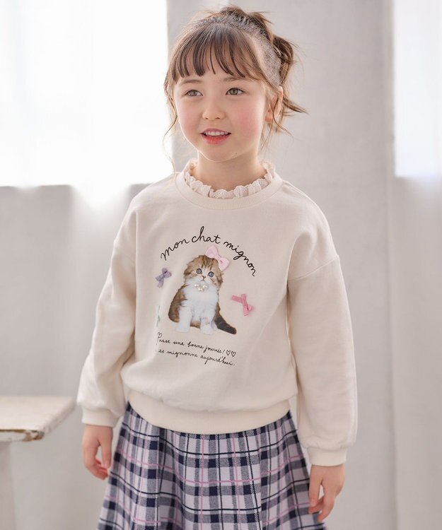 ANY KIDS フォトネコ 裏毛 トレーナー エクリュ