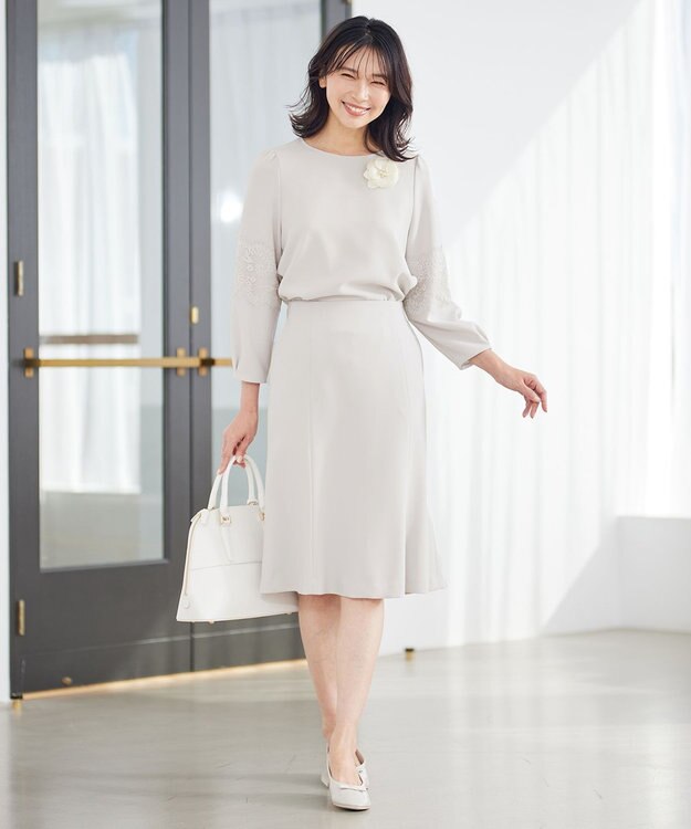 23区 【セットアップ対応】トリアセダブルジョーゼット ブラウス ベージュ系