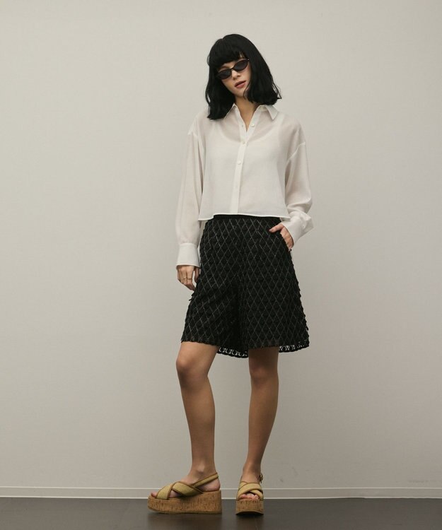 GRACE CONTINENTAL モチーフチュールパンツ ブラック