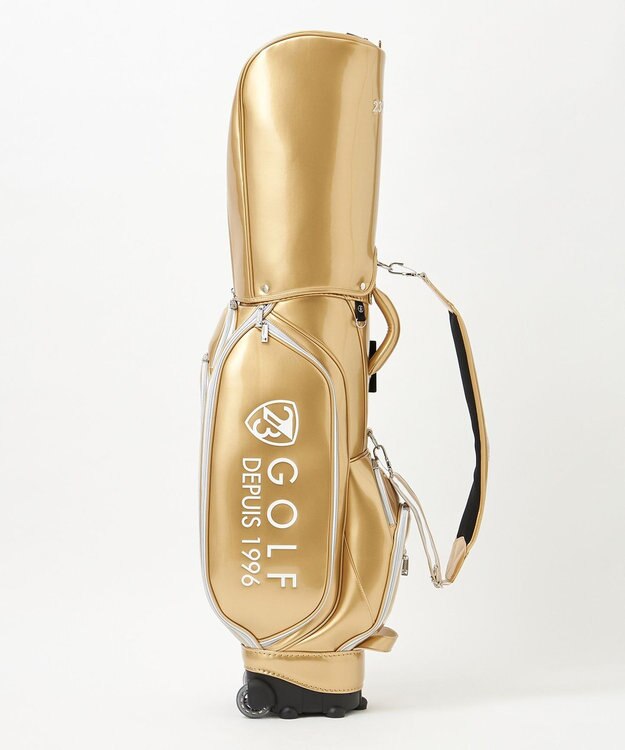 23区GOLF 【UNISEX】エレガントエナメルキャディバッグ　キャスター付きで移動もラクチン ゴールド系