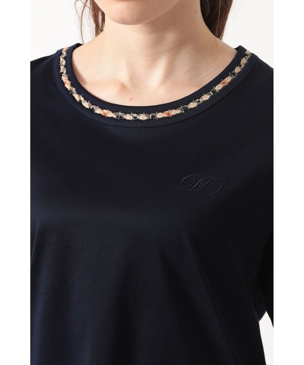 DAKS ミニハウスチェック襟 Tシャツ ネイビー