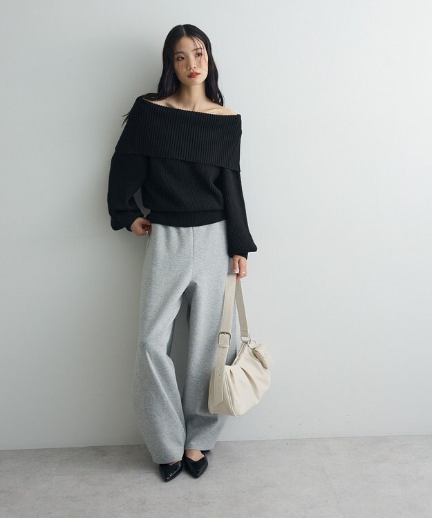 Green Parks オフショルダーニット Black