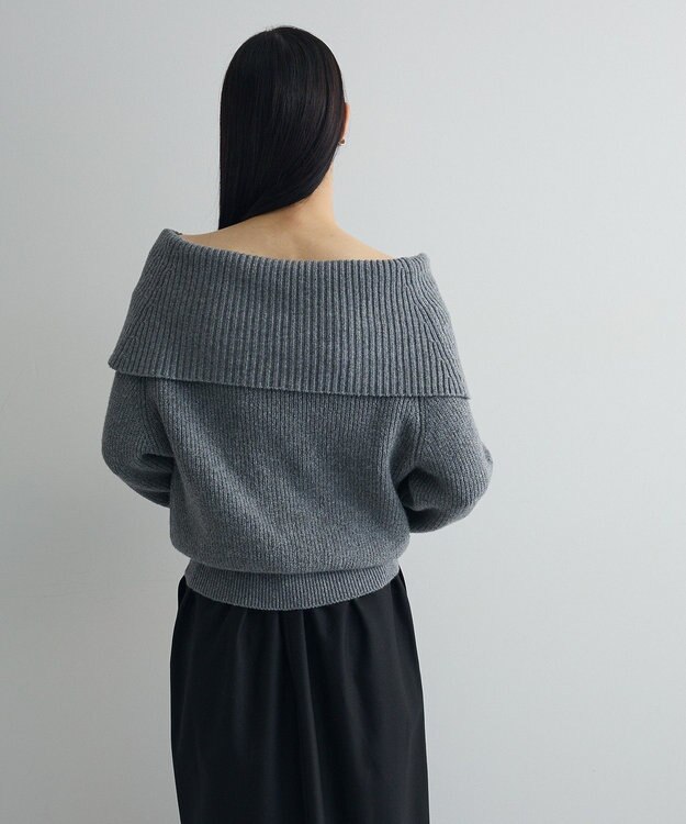 Green Parks オフショルダーニット Gray Mixture