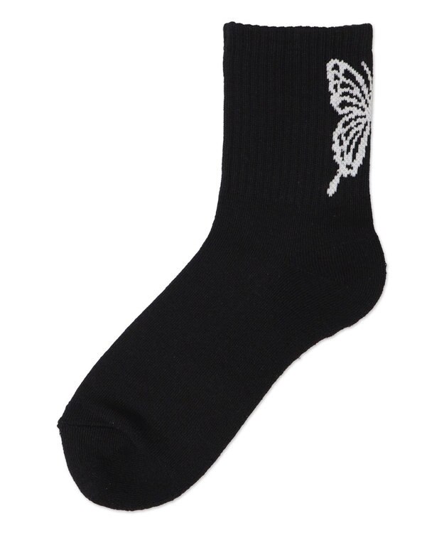 WEGO バックバタフライクルーソックス ブラック