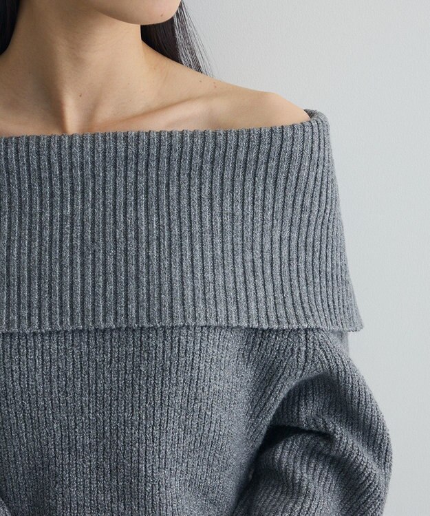 Green Parks オフショルダーニット Gray Mixture