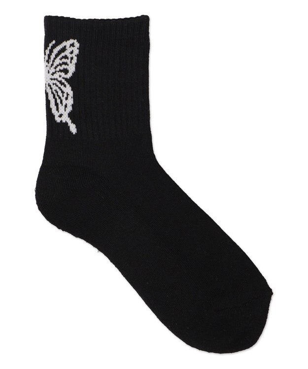 WEGO バックバタフライクルーソックス ブラック