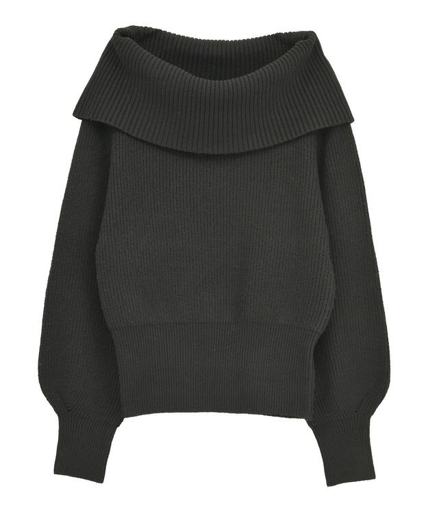 Green Parks オフショルダーニット Black