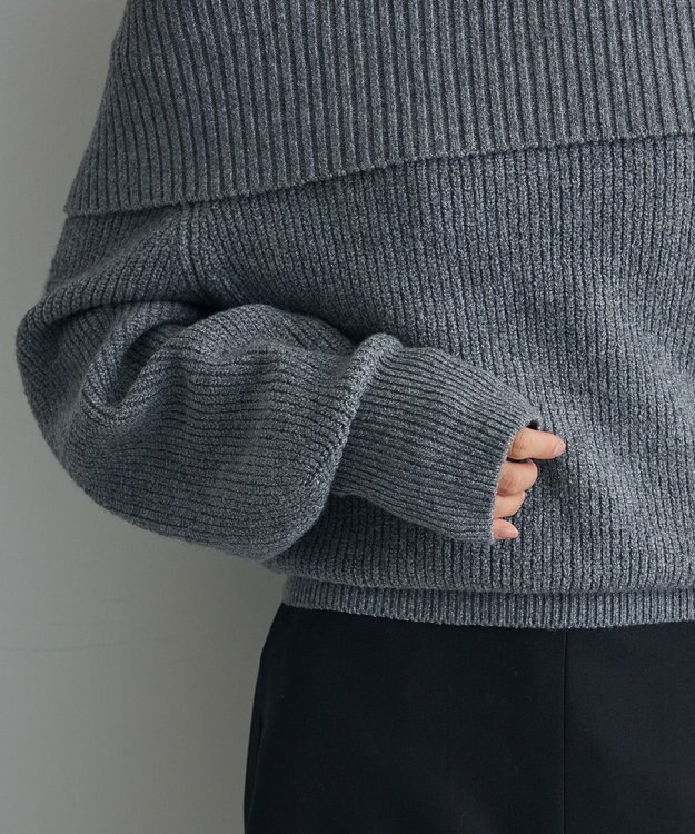 Green Parks オフショルダーニット Gray Mixture