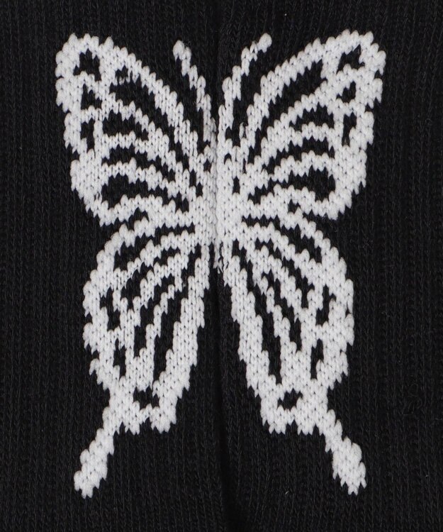 WEGO バックバタフライクルーソックス ブラック