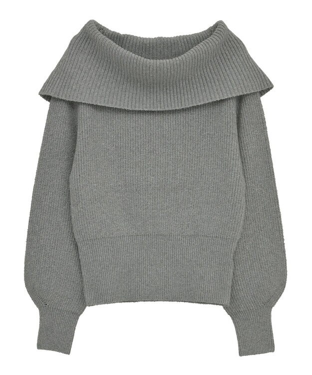 Green Parks オフショルダーニット Gray Mixture