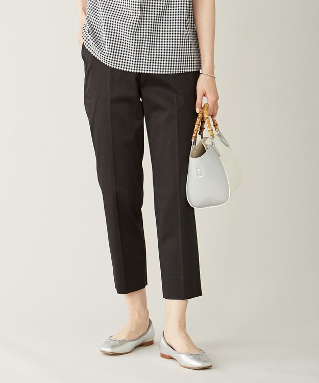 J.PRESS LADIES 【洗える】サテンストレッチ パンツ ブラック系