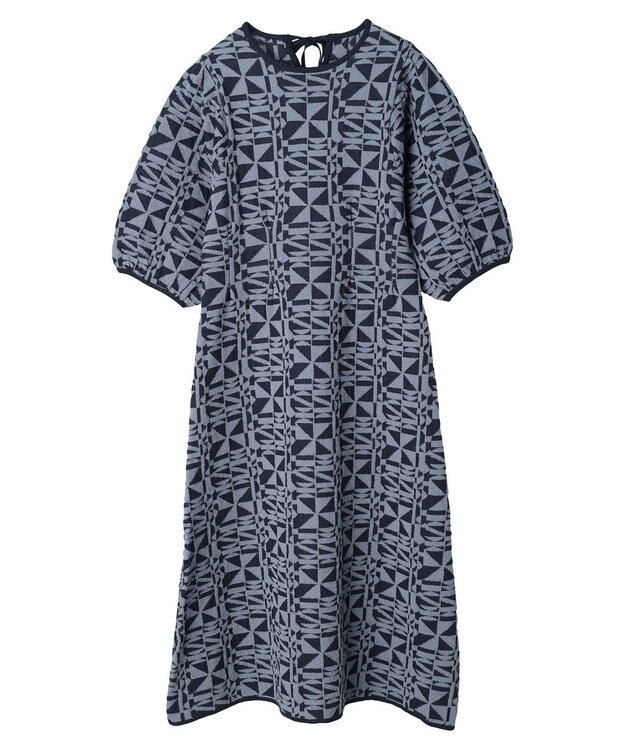 Green Parks ａ．ニットジャガード柄ワンピース Blue