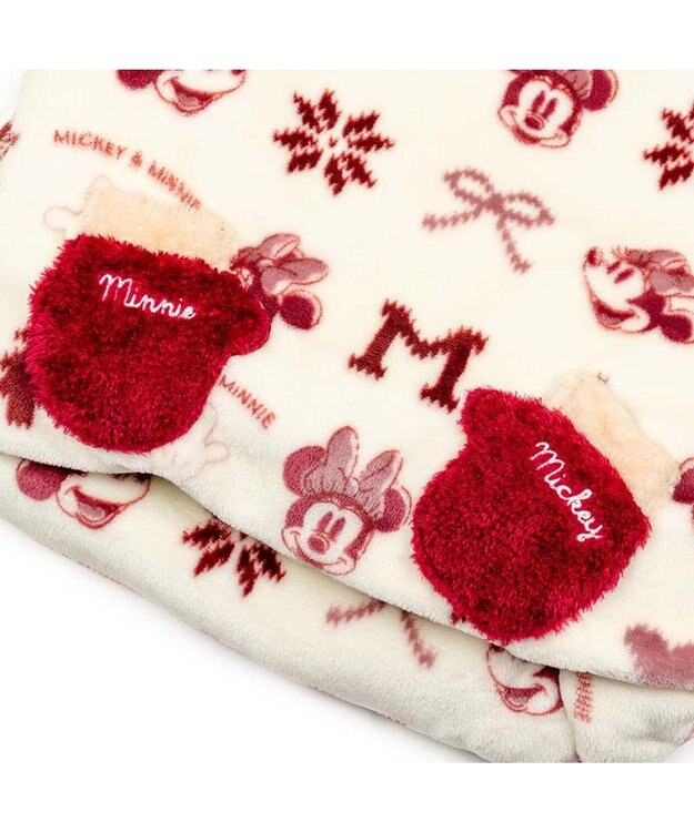 PET PARADISE ディズニー ミッキーマウス 筒型 寝袋 《ニット柄》Ｍ ホワイト×レッド