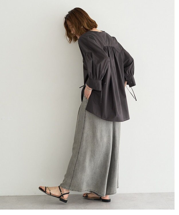 YECCA VECCA 【ORGABITS】5分袖スキッパーシャツ Charcoal Gray