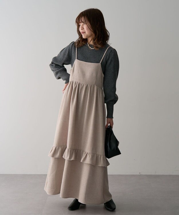 Green Parks ・ＥＬＥＮＣＡＲＥ　ＤＵＥ　ツィードキャミワンピース Beige