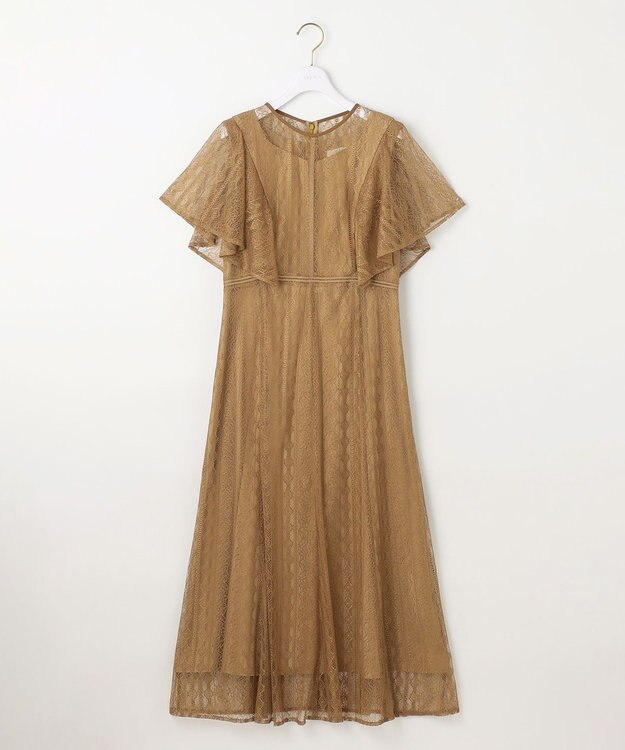 ANY SIS 【洗える】ストライプレーシー ドレス マスタード