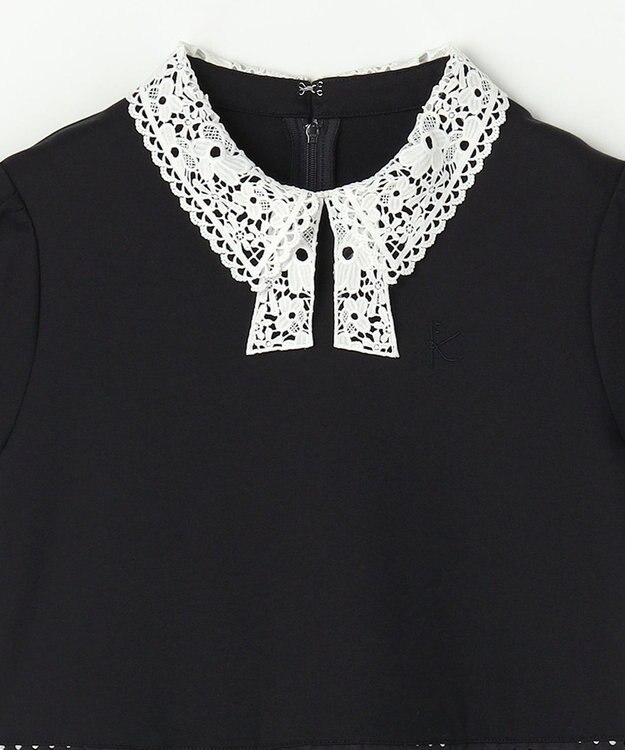 組曲 KIDS 【110-140㎝】 ドットジャガードワンピース＆ジャケットセット ネイビー