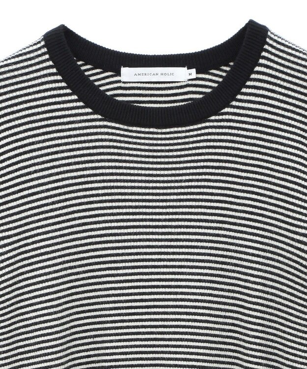 AMERICAN HOLIC バイパチクルーネックリブニットプルオーバー Border