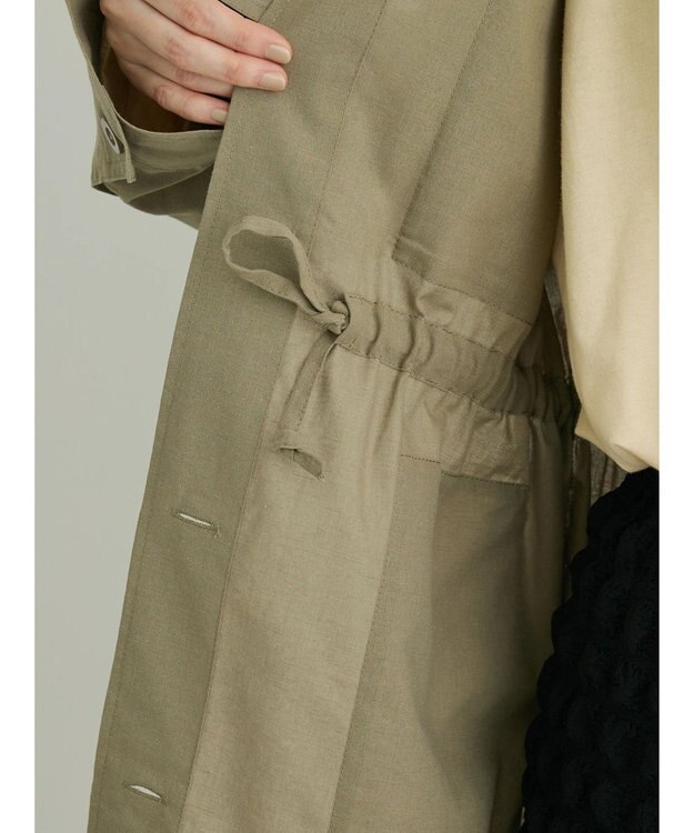 Green Parks 綿麻混ノーカラーブルゾン Light Khaki