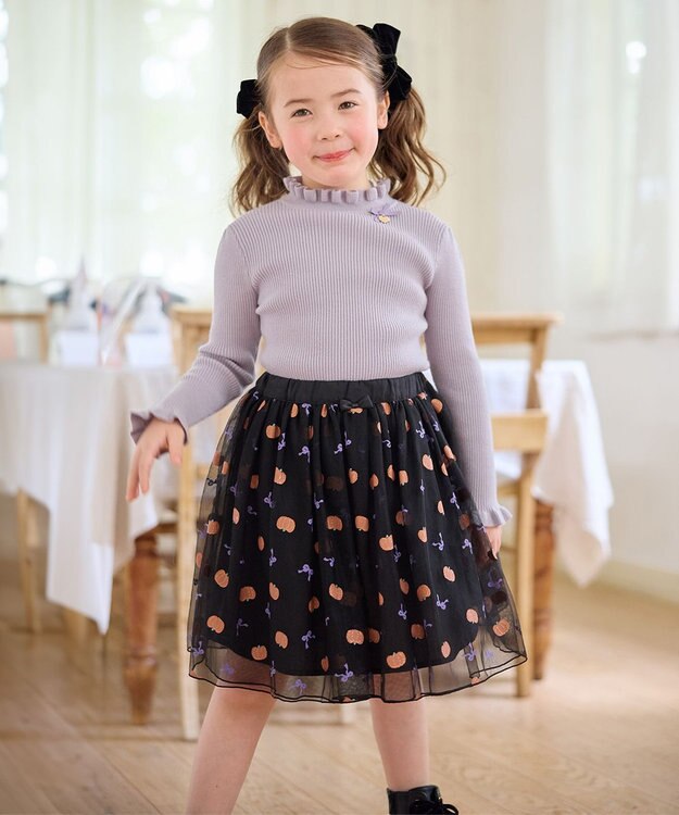 ANY KIDS 首フリルしあわせタッチニット サックスブルー