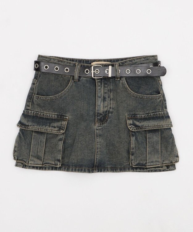 WEGO ハトメベルトカーゴデニムスカパン デニム