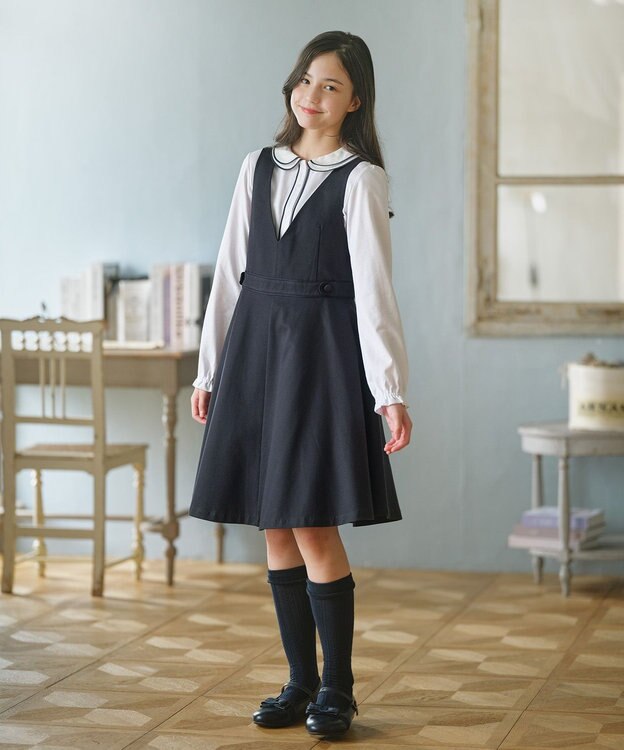 組曲 KIDS 【150-170㎝】ダブルカラー ブラウス オフホワイト系