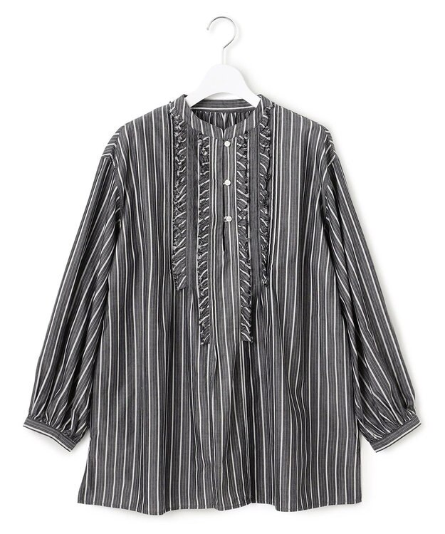 J.PRESS YORK STREET 【WOMEN】タイプライターフリンジ ブラウス ブラック系1