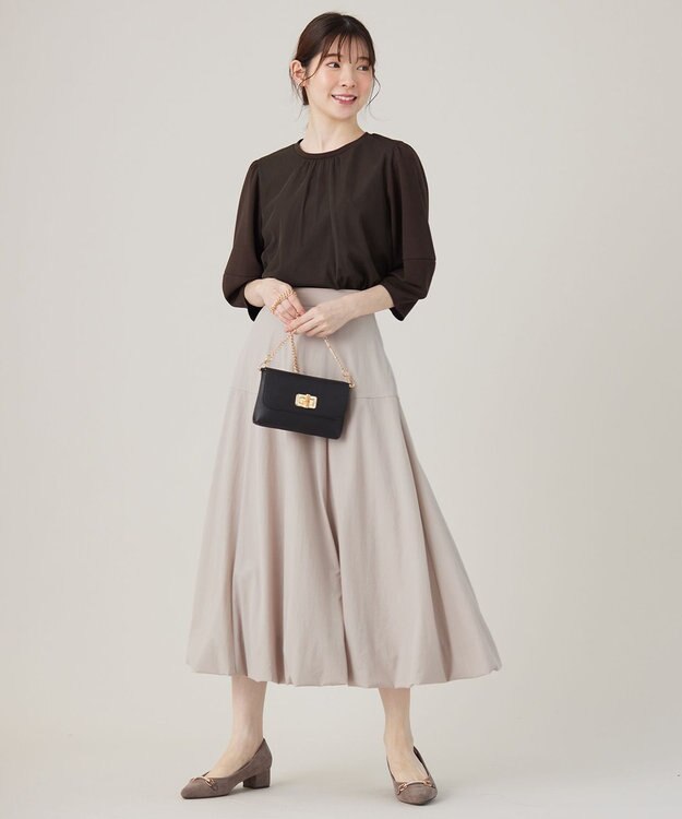 ANY SIS L 【洗える】カットジョーゼットチュール トップス ブラウン