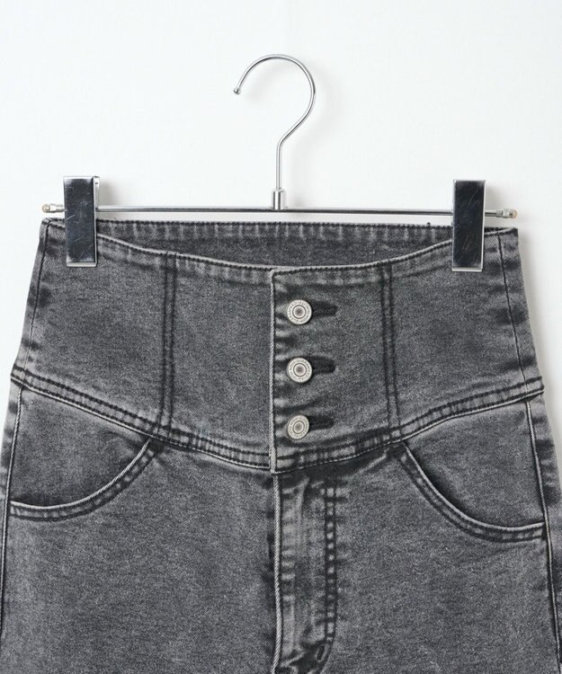 WEGO ハイウエストストレッチフレアデニムパンツ ブラックその他