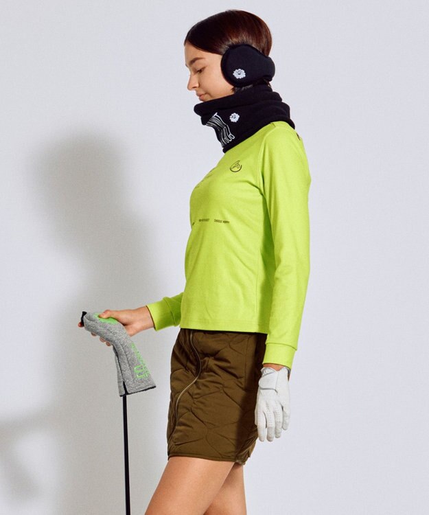 PW CIRCULUS 【起毛素材であたたか】【WOMEN】スピンドル付 両面起毛タートルネック ゴルフウェア レディース ライトグリーン系