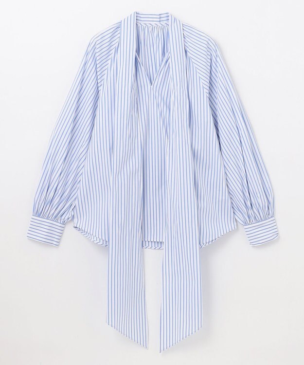 GRACE CONTINENTAL ボウタイギャザートップ ストライプ