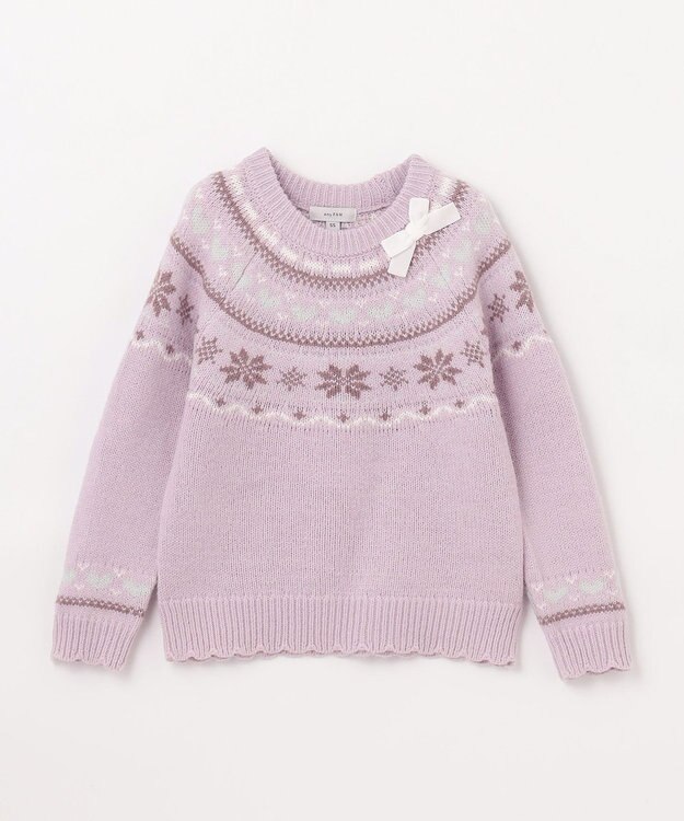 ANY KIDS ノルディック柄 ニット ラベンダー系