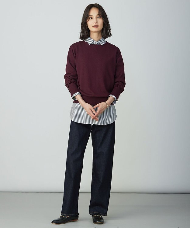 J.PRESS LADIES L 【洗える】BASIC STRETCH DENIM ボーイフィット デニム インディゴ系