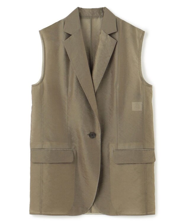 uncrave シアーオーガンジー テーラードジレ カーキベージュ