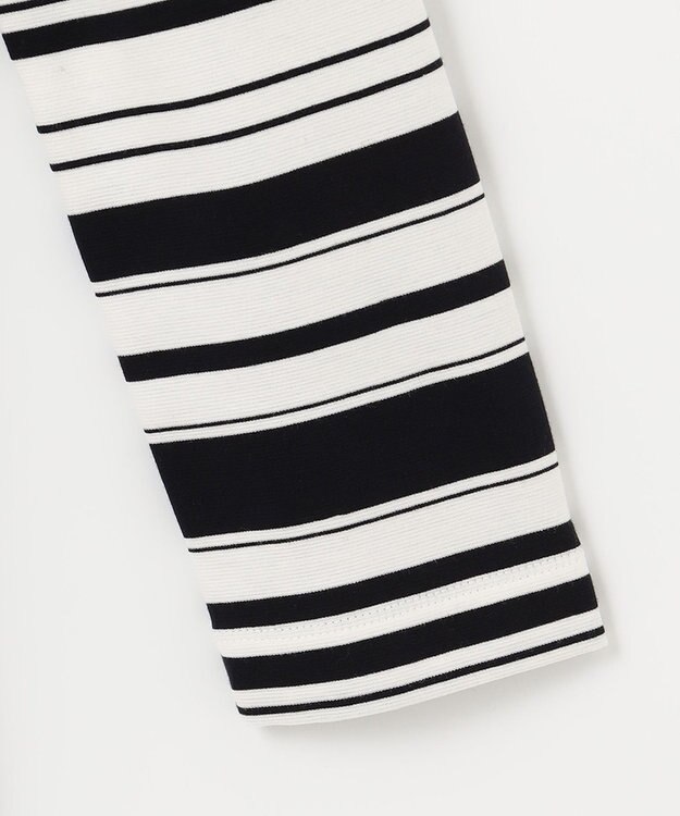 自由区 【洗える】コットンポンチボーダー クルーネック カットソー ネイビー系1