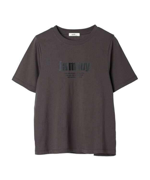 earth music&ecology ロゴソリッドミニマルＴシャツ Charcoal Gray