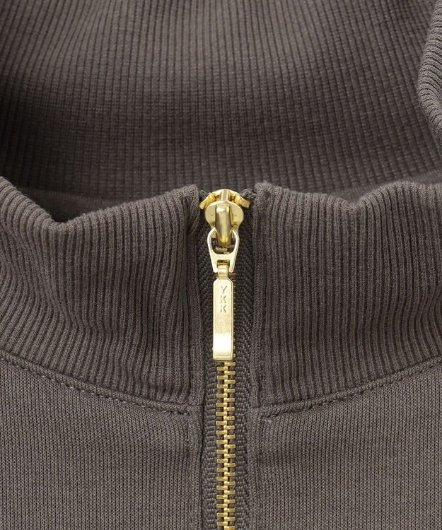 ANY 【洗濯機可】クロップド丈ダンボールハーフジッププルオーバー モカ