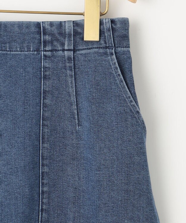 組曲 【ストレッチ】ミッドデニム フレアスカート ユーズドブルー系