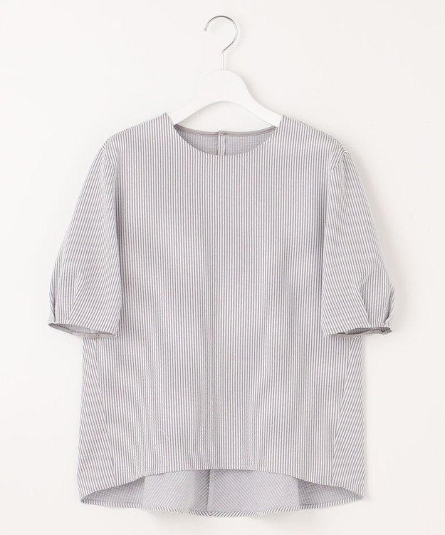 J.PRESS LADIES 【WEB限定カラーあり・抗菌消臭・吸水速乾】サッカージャージー 5分袖 ペプラム カットソー ライトグレー系1