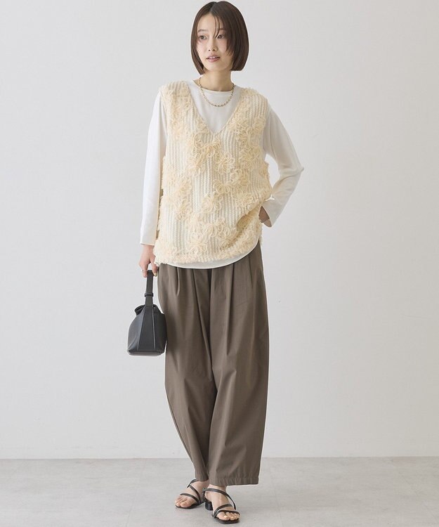 AMERICAN HOLIC 【選べる丈】Ｖネックレースベスト Ivory