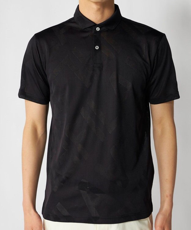 FILA GOLF／marie claire 【FILA GOLF】メッシュ加工ビックロゴ半袖ポロシャツ ブラック