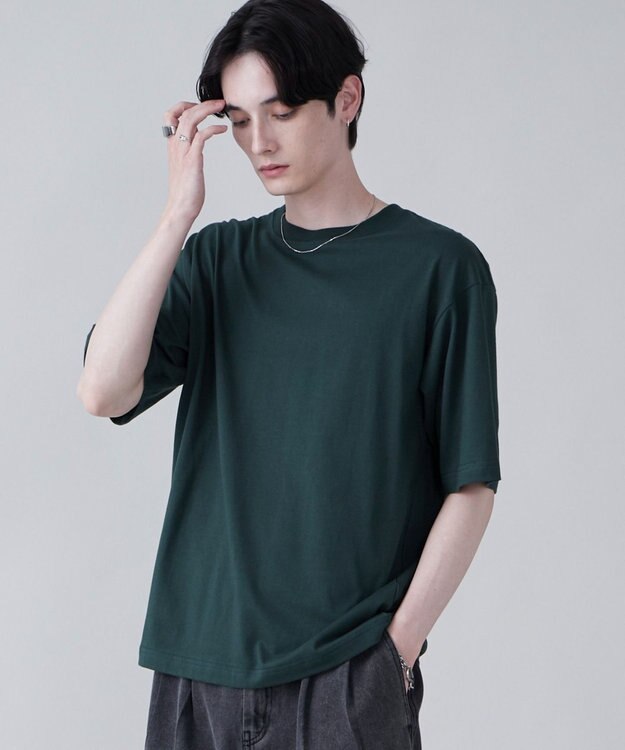 WEGO 【ユニセックス着用ITEM/綿100%/XSSMLサイズ展開】リラックスフィットコットンT ダークグリーン