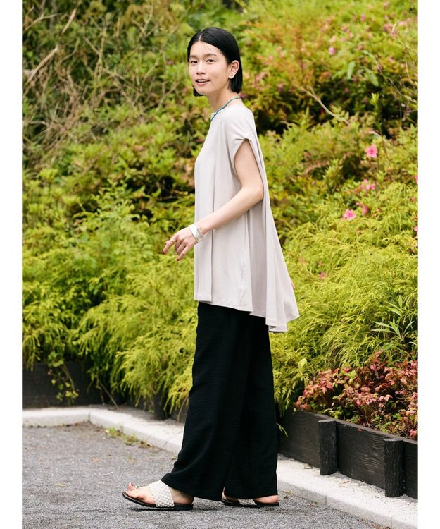 AMERICAN HOLIC 接触冷感フレンチスリーブカットチュニック Gray Beige