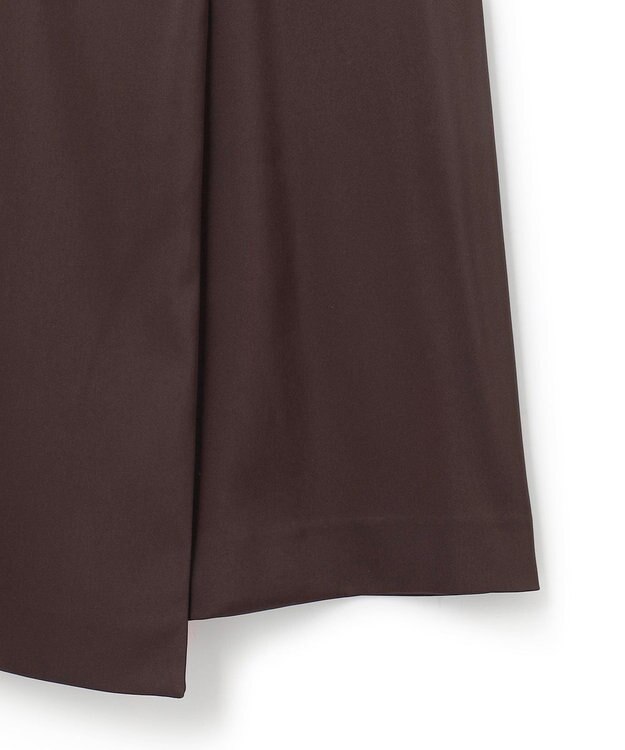 ICB L 【洗える】ストレッチダブルサテン テーラーカラー ラップワンピース ダークブラウン系