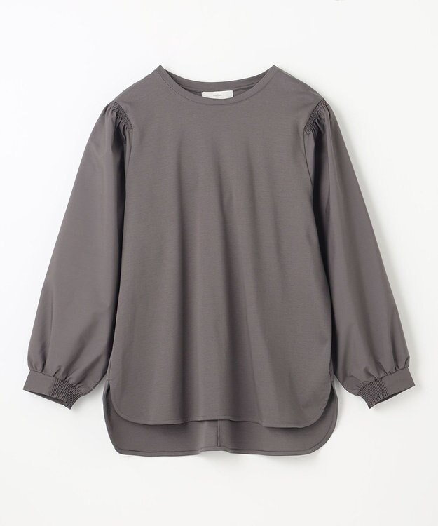 ANY L 【洗濯機可】着映えるシャーリングトップス チャコール