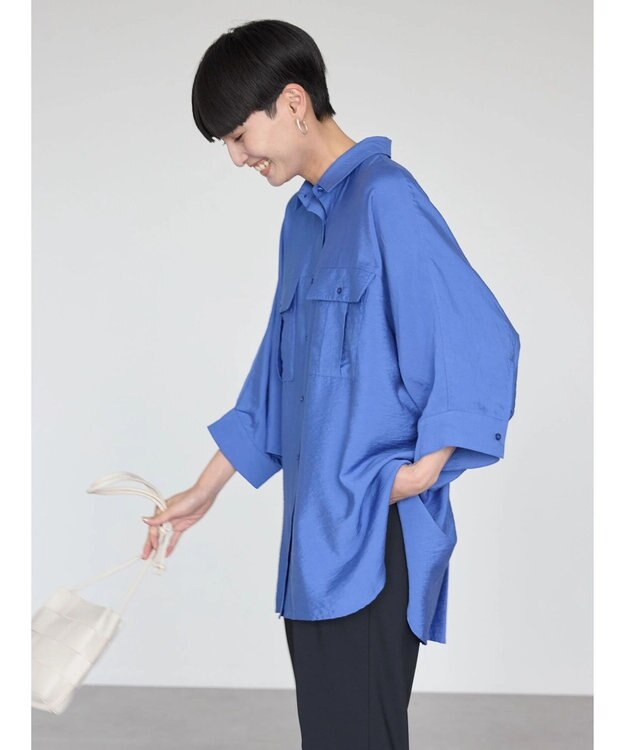 AMERICAN HOLIC 接触冷感Ｗポケットシャツチュニック Blue